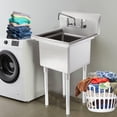 thumbnail image 2 of Stainless Steel One Compartment Laundry Utility Room Mop Sink with Faucet - NSF, 2 of 3