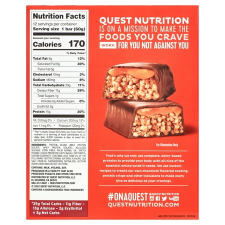 Quest Hero Protein Bars, Low Carb, Gluten Free, Chocolate Caramel Pecan, 12 Count