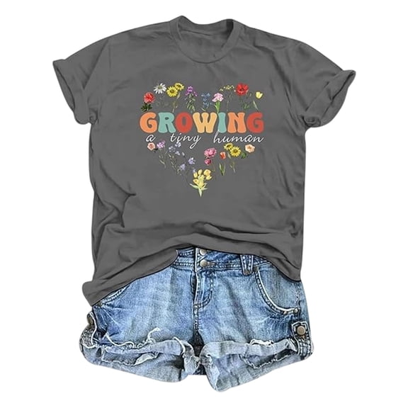 Womens Tops T-Shirts Short Sleeve Print Crew Neck Going Out Shirts
