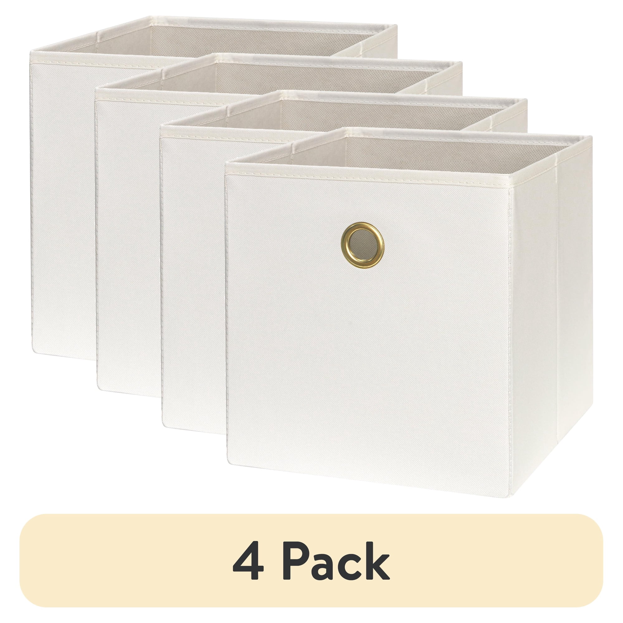 (4 pack) Mainstays Collapsible Fabric Cube Storage Bin, Vanilla Dream