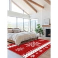 thumbnail image 2 of Chrsitmas Snowflake Area Rug for Bedroom 3x5 Ft Winter Snow Red Background Super Soft fuzzy Throw Rug Non-Slip Fluffy Plush Indoor Floor Carpet for Living Room Nursery Home Decor, 2 of 8