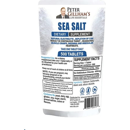 Sea Salt 500 tablets by Peter Gillham's Life Essentials, electrolyte support and balance, rehydration and recovery