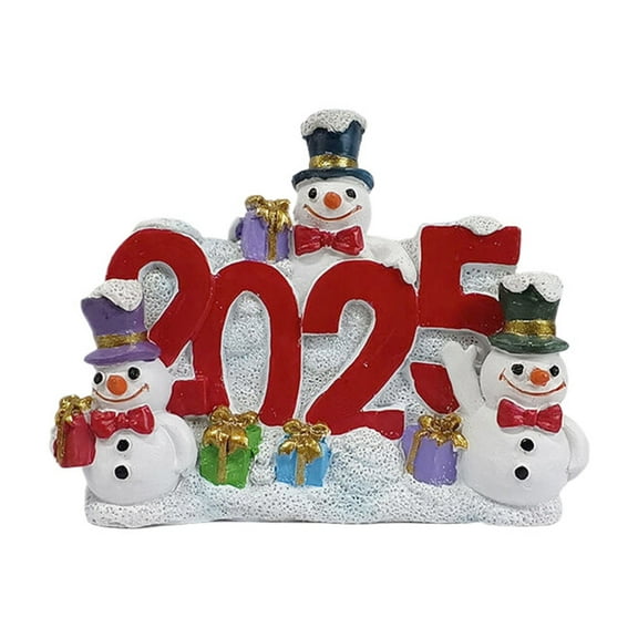 Michellecmm Christmas Figurines Cute 2025 Standing Snowman Statue Ornament Tabletop Decorations for Home