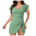 thumbnail image 3 of Huesdet One Piece Swimsuits for Women Button up Swimwear Tummy Control Retro Bathing Suits[Light Green,6XL], 3 of 9
