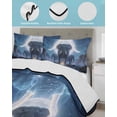 thumbnail image 3 of Quilts Queen Size Bedding Set, Aesthetic Elephants Reversible Summer Quilt 3 Pieces, Black Forest Moon Night Blue Ombre Lightweight Bedspreads Coverlets with 2 Pillow Shams for All Seasons, 3 of 5
