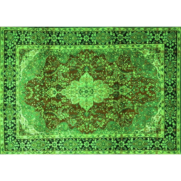 Ahgly Company Indoor Rectangle Persian Green Traditional Area Rugs, 5' x 7'