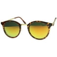 thumbnail image 5 of Horn Rimmed Sunglasses UV400 Mirrored Lens P3 Frame Vintage Round Unisex 42mm, 5 of 6