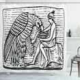 thumbnail image 1 of Black and White Shower Curtain, Hand Drawn Greek Mythology Figure with Giant Eagle Woodcut Sketch, Fabric Bathroom Set with Hooks, 69W X 75L Inches Long, Black and White, by Ambesonne, 1 of 3