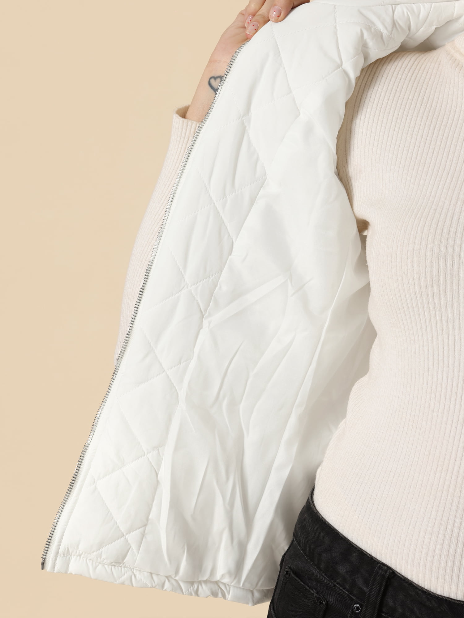 DARING DIVA Women's Zip Stand Collar Quilted Padded Vest XL Gray