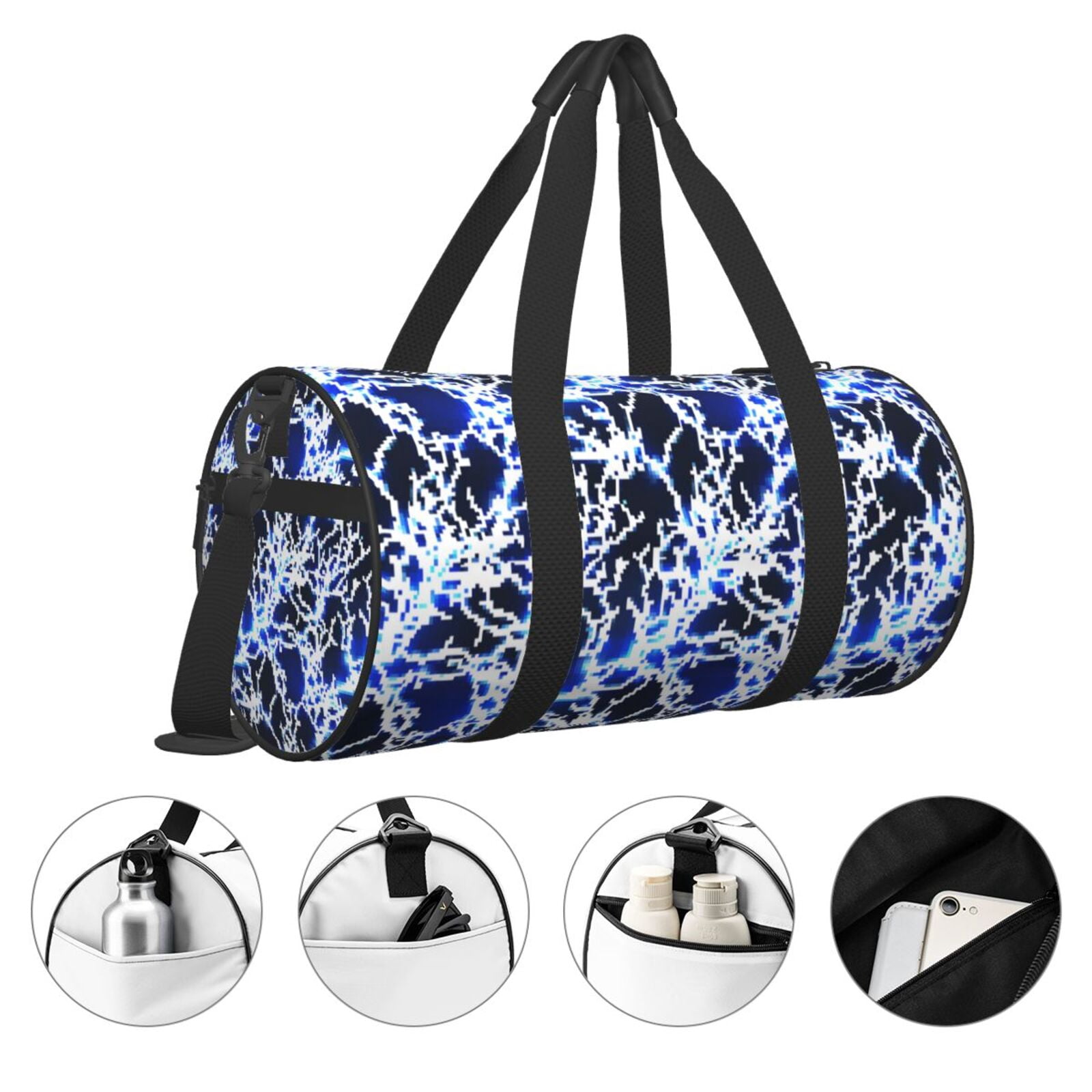 Vsdgher Blue Lightning2 45L Foldable Duffel Bag, Sports Gym Bag,Overnight Bag, Portable Weekender Bag for Airplanes
