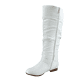 thumbnail image 3 of Bottes Cavalières à Fermeture Éclair pour Femmes, Hauteur Genou, Décontractées, Talon Plat Bas, Bottes d'Hiver, Chaussures ( Blanc, 11), 3 of 5