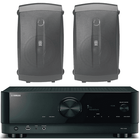 Yamaha 5.2-Channel Wireless Bluetooth 4K 3D A/V Surround Sound Receiver + Yamaha High-Performance Surround Sound 2-Way Indoor/Outdoor Weatherproof Speaker System (Set Of 2)