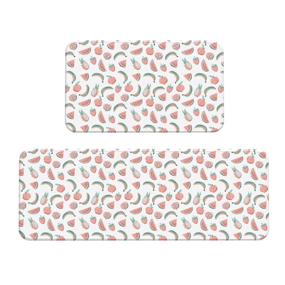 Xecao Fruit Patten Kitchen Rugs and Mats Sets,2 Pieces Non-Slip Washable Rugs, Kitchen Mat for Floor,Suit for Kitchen Decor and Accessories