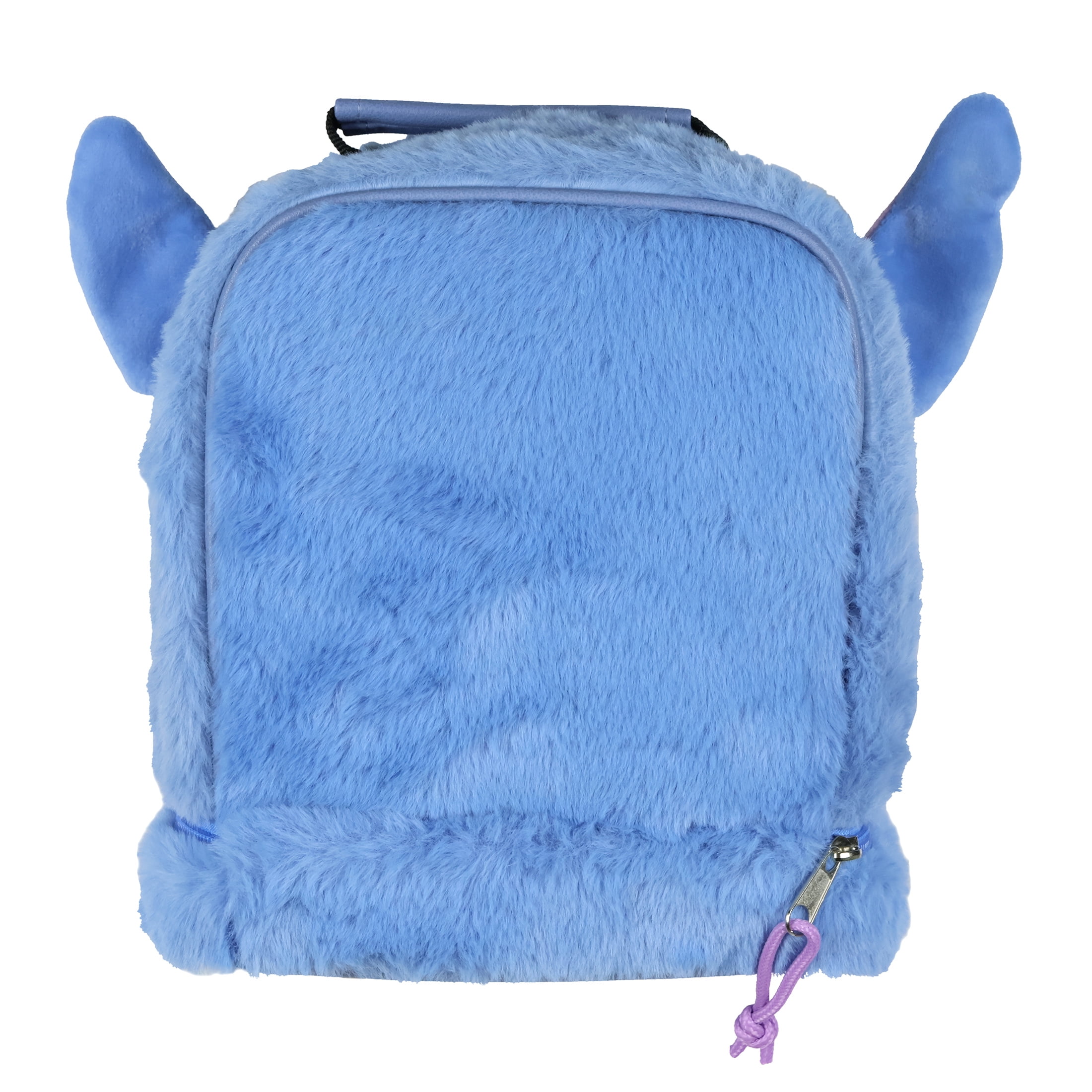 Disney Lilo & Stitch Lunch Tote Furry Stitch with Embroidered Face and 3D Ears Dual Compartment Insulated Lunch Bag 10"