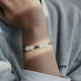 thumbnail image 6 of Fashion White Cat Eye Beads Bracelets Ins Style Stainless Steel Layered Bracelets for Men Women, YQZIYOU, 6 of 6