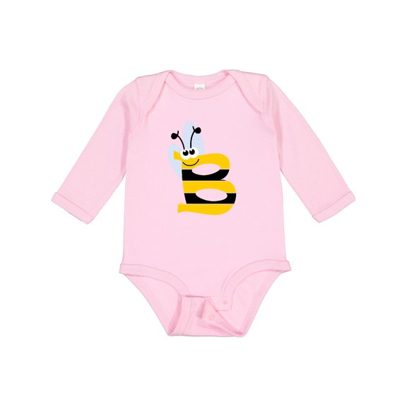 Inktastic Cute Bee Initial B Boys or Girls Long Sleeve Baby Bodysuit