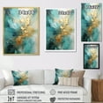 thumbnail image 4 of Designart "Harmonious Aurora In Gold And Teal II" Abstract Spirals Floater Framed Canvas Prints, 4 of 5