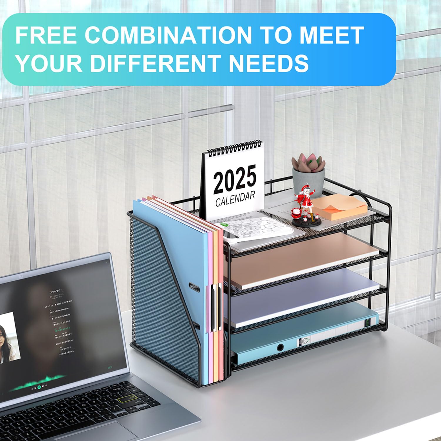 4-tier Paper Organizer With Magazine Holder  Desk Organizers And Accessories & Workspace File For Office Supplies Storag (black 4-tier)