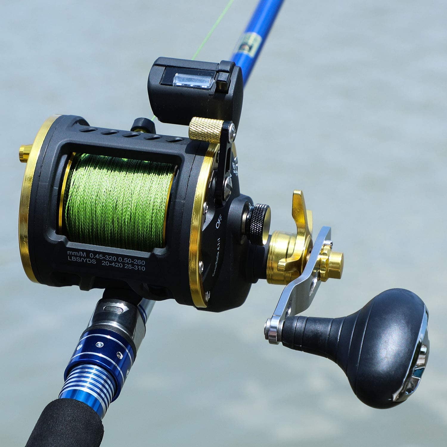 Sougayilang Line Counter Fishing Reel Conventional Level Wind Trolling Reel  