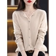thumbnail image 5 of Addonee Women 100% Merino Wool Sweater Cashmere O-neck Cardigan Raglan Sleeve Classical Knitwear Solid Fashion Basic Clothing, 5 of 5