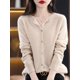 thumbnail image 5 of Addonee Women 100% Merino Wool Sweater Cashmere O-neck Cardigan Raglan Sleeve Classical Knitwear Solid Fashion Basic Clothing, 5 of 5