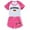 Hot Pink, variant on Girls Big Kids Summer German Flag Print Short Sleeve Two PC Set