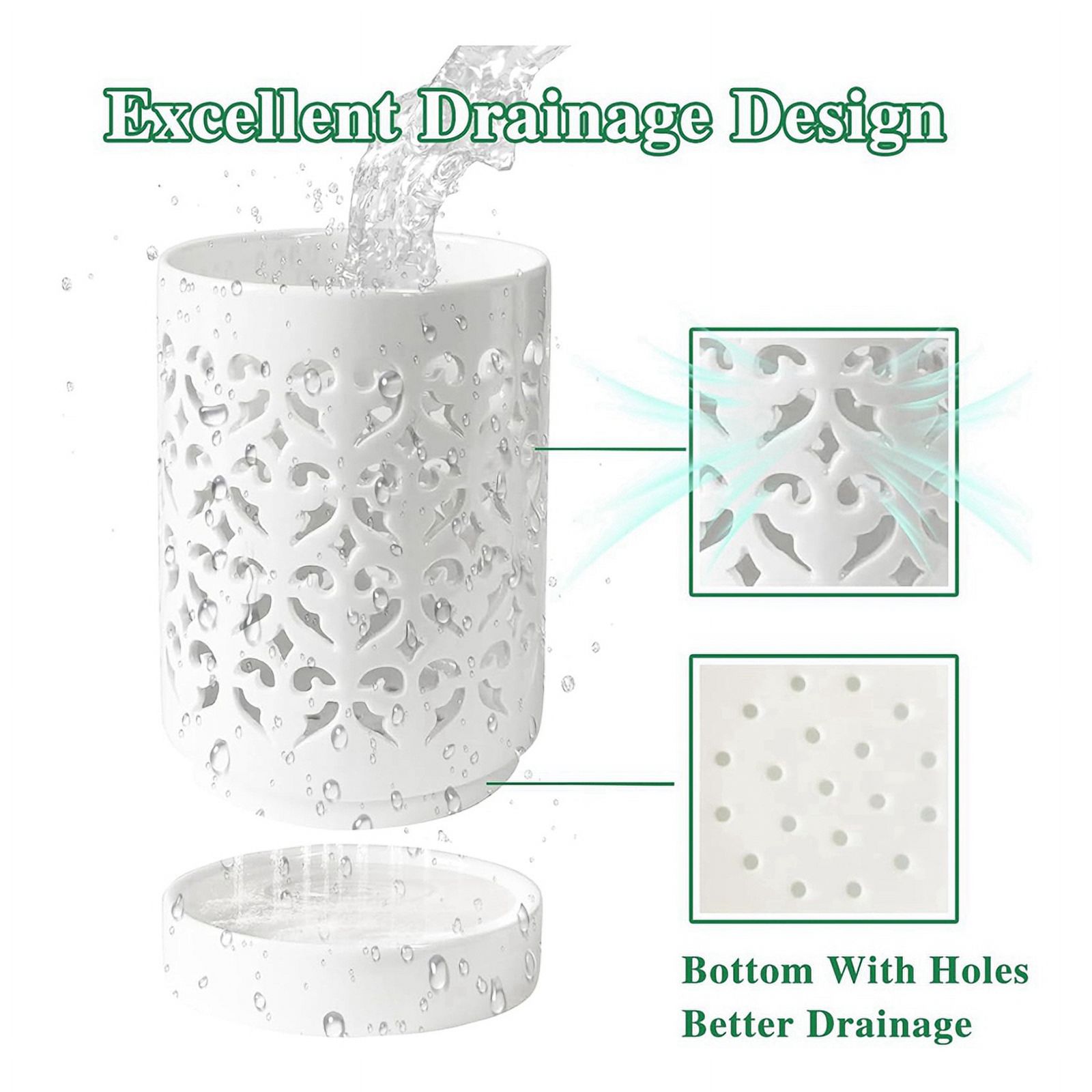 2X Orchid Pots with Holes,4 Inch Ceramic Orchid Pot for Repotting, Flower Planter Pot Indoor Outdoor, Breathable White