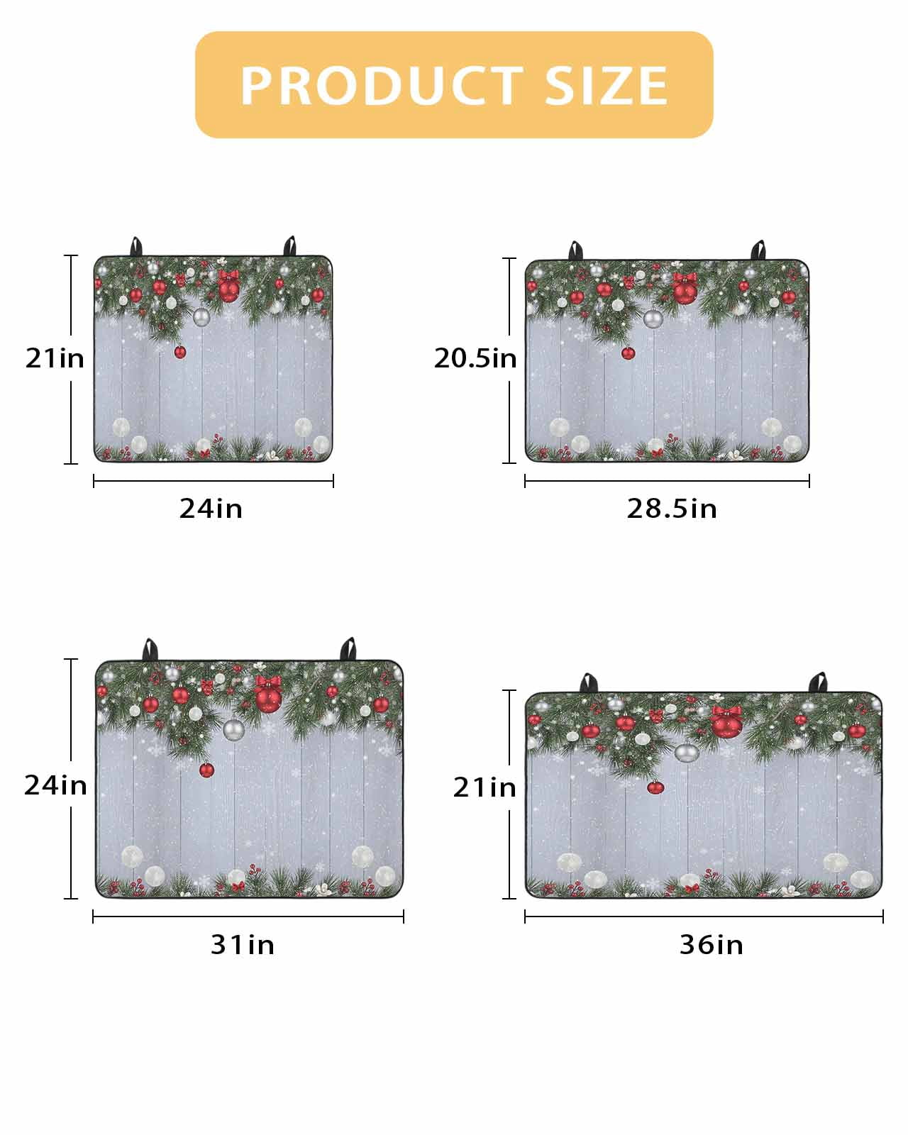 Large Induction Cooktop Protector Mat Christmas Stove Top Covers for Electric Stove, Winter Xmas Balls Pine Branches Wooden Grain Decorative Stove Burner Cover Mats, Glass Top Stove Cover