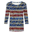 thumbnail image 4 of 4th of July Shirts for Womens 2025 Fashion American Flag Graphic Tees Independence Day Cute Patriotic T-Shirts Gradient USA Flag Star Stripes Print Tunic 3/4 Sleeve Plus Size Tshirts Comfy Outfits, 4 of 5