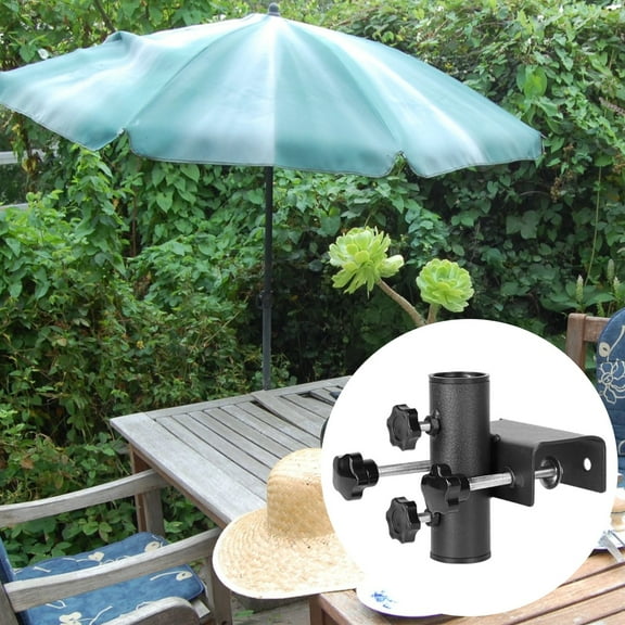 Outdoor Umbrella Holder, Large Clamp for Truck and Stall Umbrella, Metal Stand with Adjustable Screws, Black
