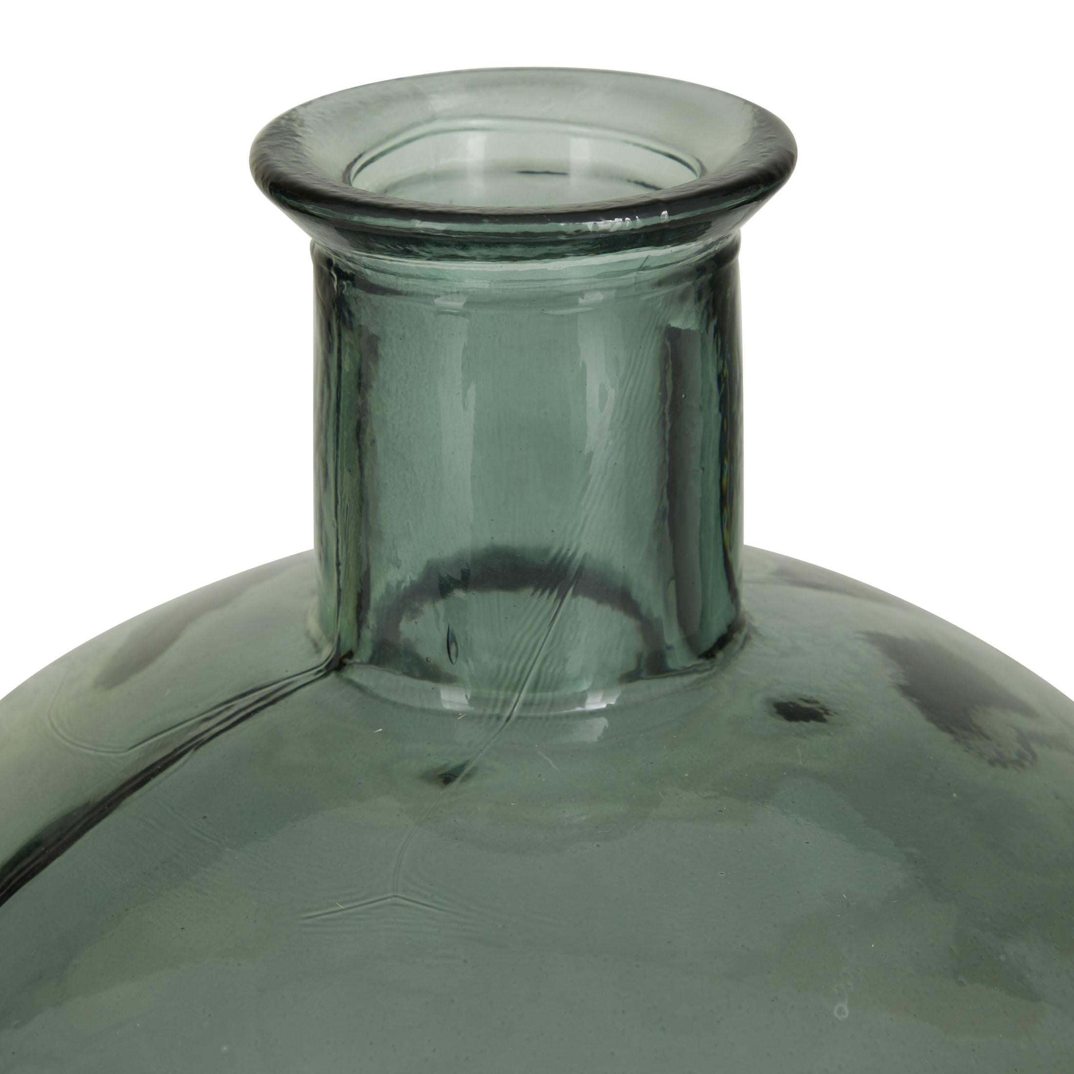 DecMode 17" Handmade Spanish Bottle Neck Green Recycled Glass Vase