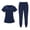 Navy, variant on Muscularfit Scrubs Sets Summer Sets for Women Comfy Pleated Pullover Work Set Blue Short Sleeve Shirt V-Neck Sets for Women