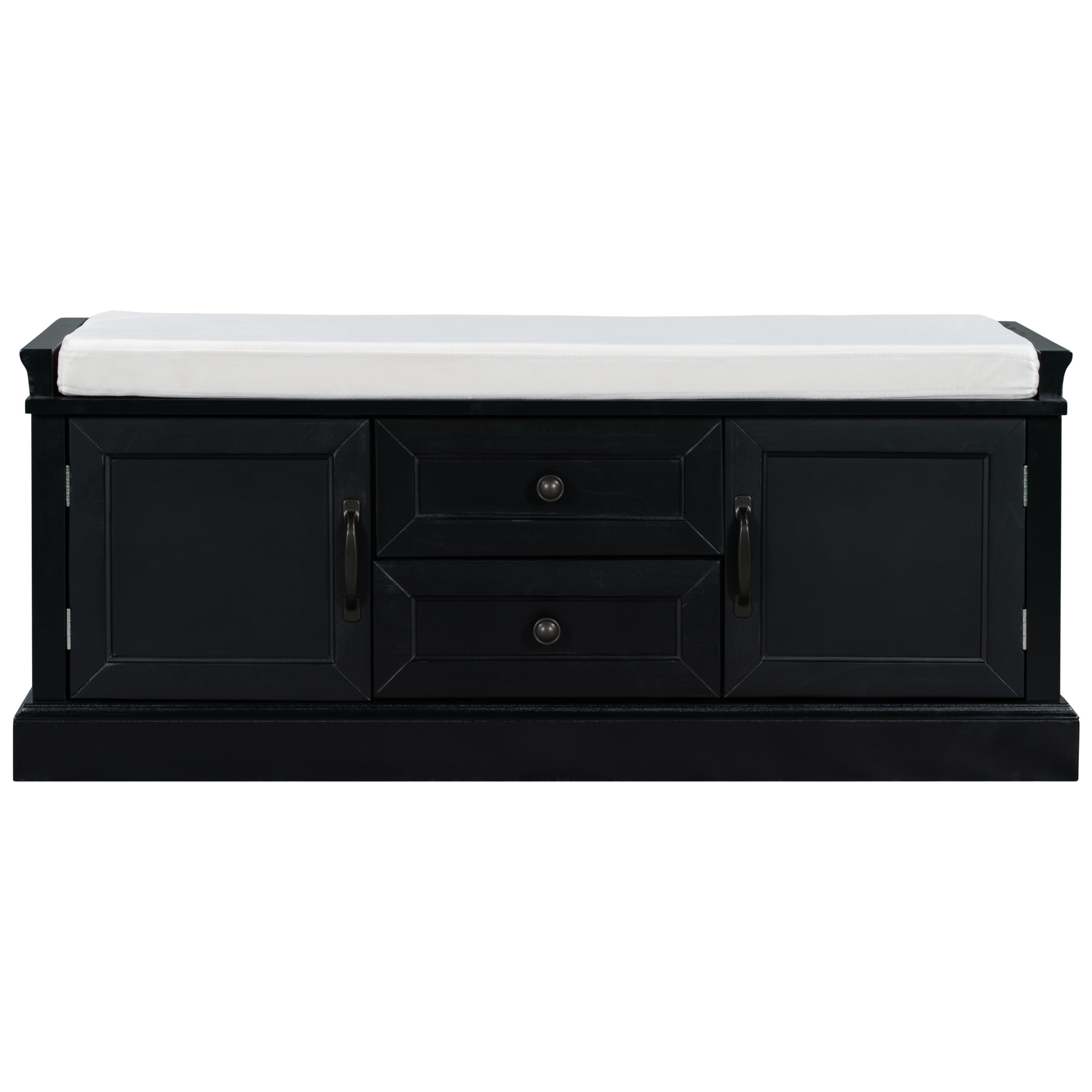 Black Storage Bench with Drawers & for Living Room, Entryway