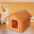 thumbnail image 1 of Casa para gatos con nido para gatos, cama para gatos con cojín interior de otoño e invierno, cama cueva para tienda de mascotas para caniche, chihuahu Amarillo y L, 1 of 8