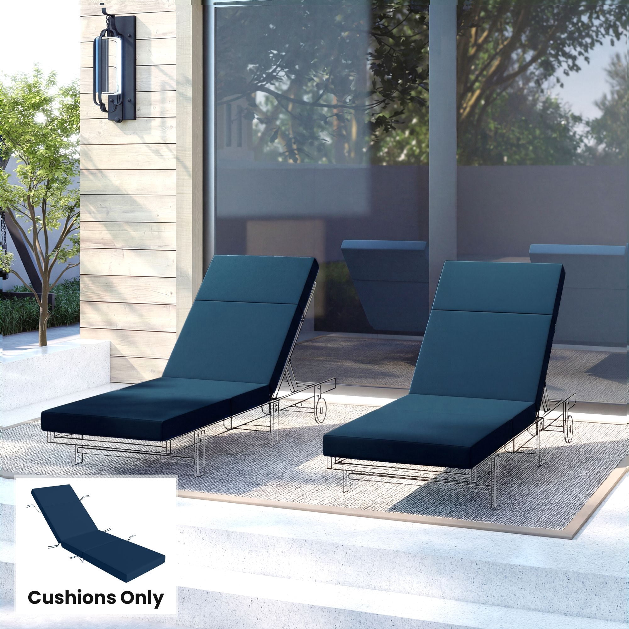 Alvantor Chaise Lounge Cushion 4" Lounge Chair Cushion for Outdoor Patio 26" x 80 ", Navy Blue