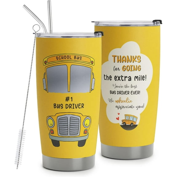Bus Driver Appreciation Gifts - Stainless Steel Best Bus Driver Tumbler Cup 20oz for School Bus Driver - Gifts for Retired Bus Driver