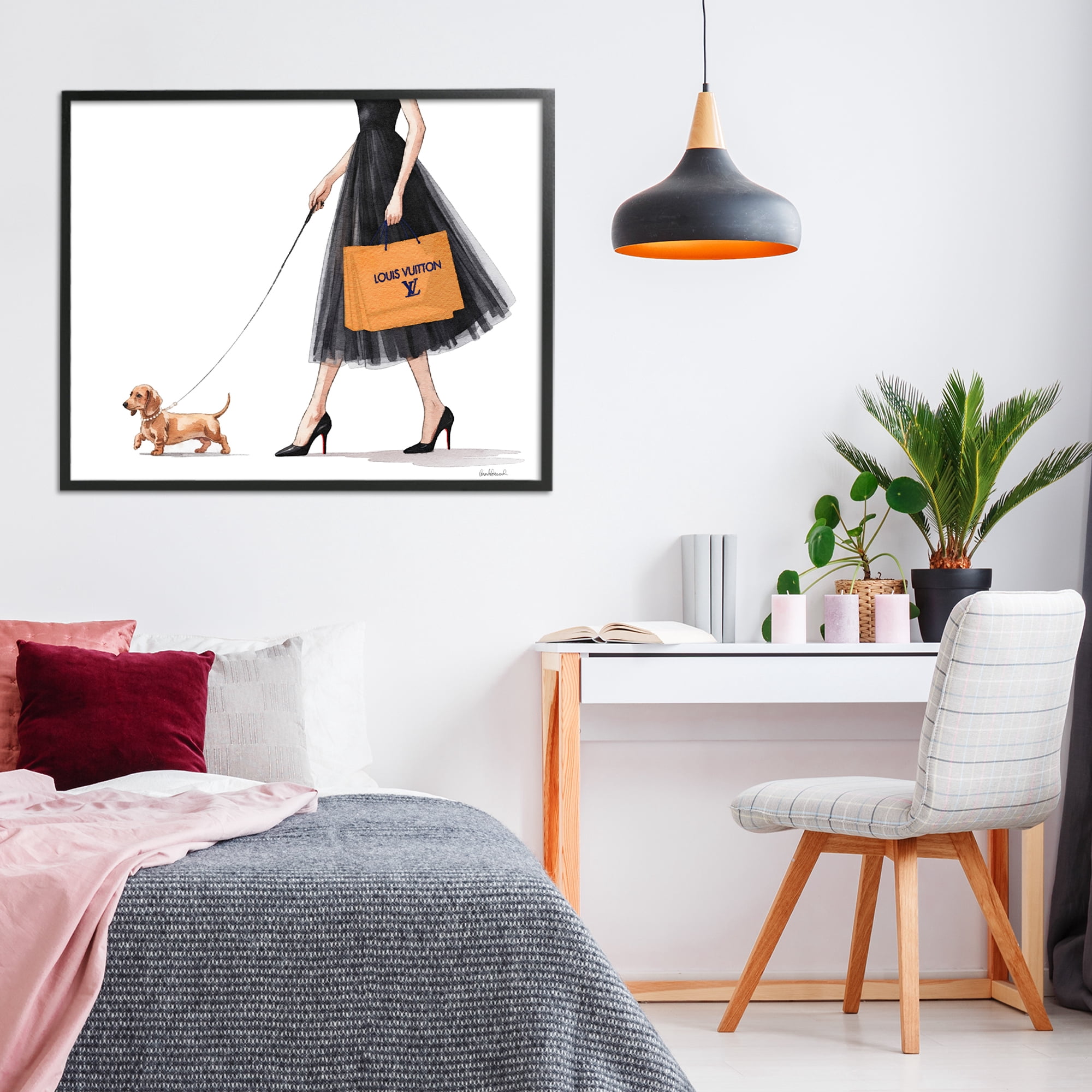 Stupell Industries Fashionable Dog Walking Black Framed Giclee Art, design by Amanda Greenwood