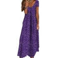 thumbnail image 1 of LilyLLL Womens Short Sleeve V Neck Floral Sundress Causual Loose Kaftan Long Dress, 1 of 2