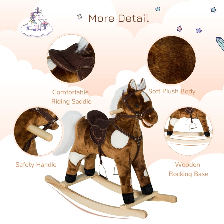 Qaba Rocking Horse with Music, Dark Brown photo 4