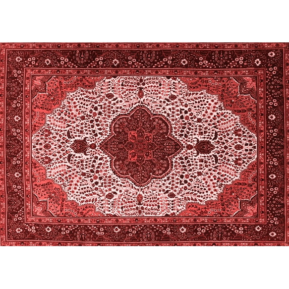 Ahgly Company Indoor Rectangle Medallion Red Traditional Area Rugs, 7' x 10'