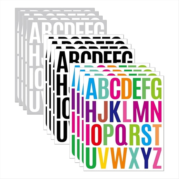 12 Hojas de Pegatinas de Letras, 312 Pegatinas del Alfabeto Impermeables, Kit de Letras Autoadhesivas de 5 cm, Pegatinas de Vinilo.