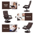 thumbnail image 6 of Giantex Swivel TV Chair w/Stool, Armchair w/Adjustable Backrest, Recliner w/Maximum Load Capacity, Massage Chair Made of Artificial Leather, Brown, 6 of 8