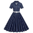 thumbnail image 1 of Birdeem Womens Comfy Summer Short Sleeve V-Neck Vintage Regular Wave Point Print Party Dress, 1 of 6
