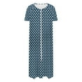 thumbnail image 5 of Fartey Women's Zipper Front Robes Cute Heart Print Short Sleeve Nightgown Long House Coat Full Length Loose Loungewear with Pockets Navy 2XL, 5 of 8