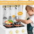 thumbnail image 4 of JOYLDIAS Wooden Kids Play Kitchen Playset Chef Pretend Play Set for Toddlers with Ice Cube Dispenser, Oven, Cooking Accessories, Curtains, Storange Box, 4 of 8