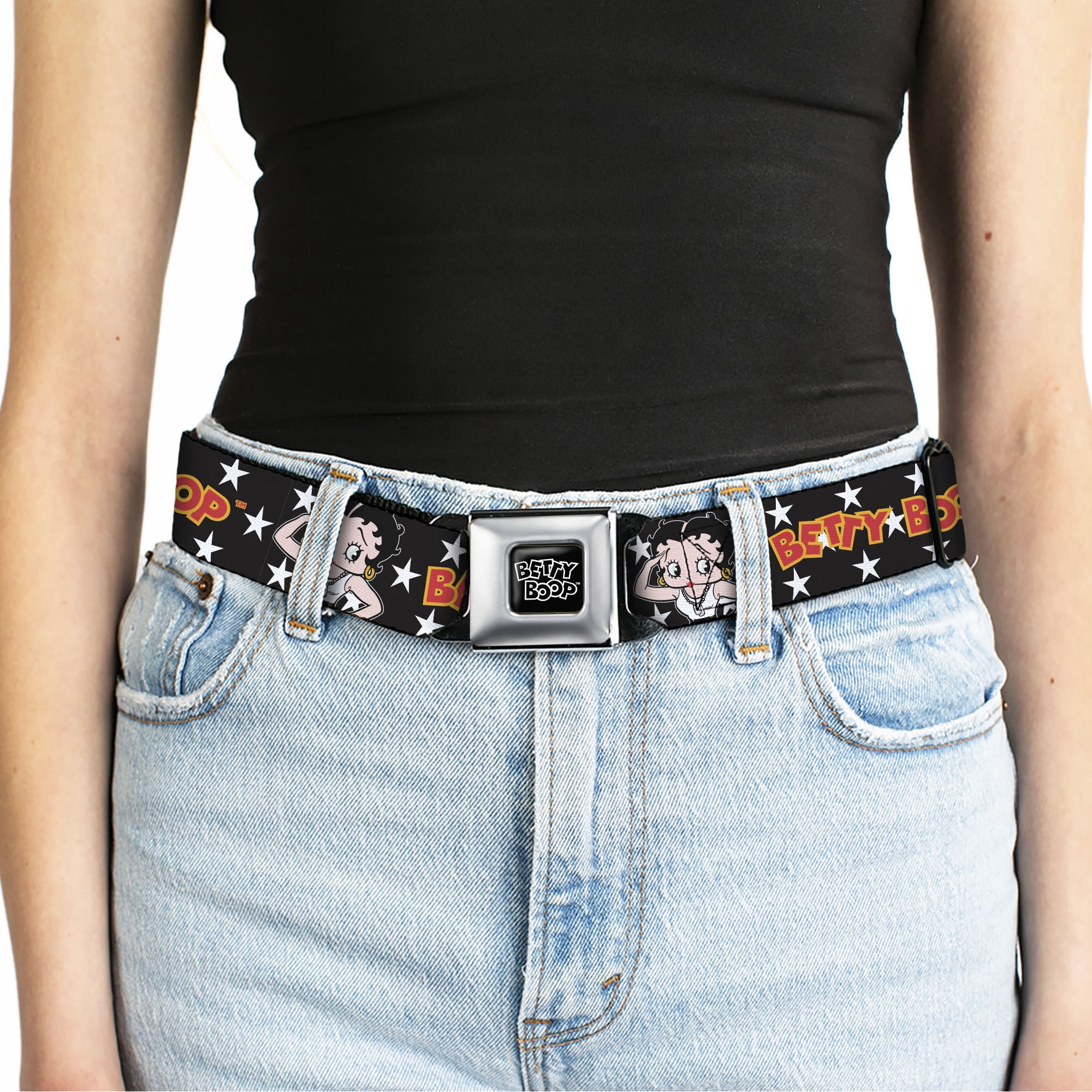 Betty Boop Belt, Seatbelt Buckle Belt, Betty Boop Salute Pose and