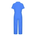 thumbnail image 5 of APEXFWDT Women's Short Sleeve Collared Coverall Zipper Front Elastic Waist Cargo Jumpsuit Casual Long Pants Rompers with Pockets 6 Colors,S-3XL, 5 of 6