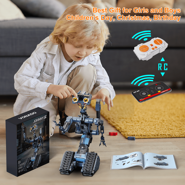 Johnny 5 Robot Building Block Set With Motor, Short Open