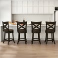 thumbnail image 2 of Costway 26" Swivel Bar Stool Set of 4 Counter Height PU Leather Seat Rubber Wood Legs, 2 of 8