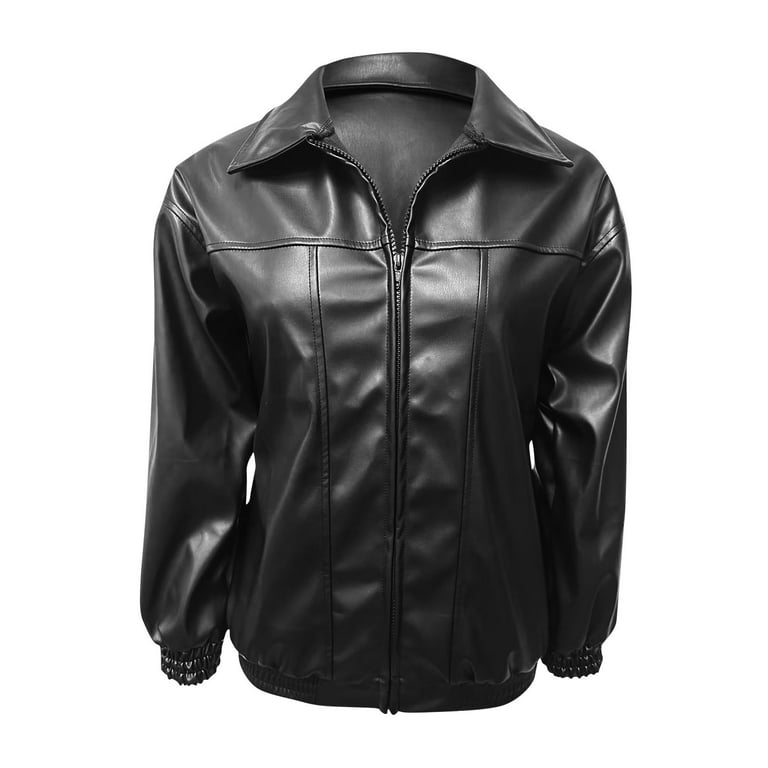 JeuaPho Women's Leather Jackets Long Sleeve Zip Up